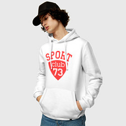 Толстовка-худи хлопковая мужская Sport club, цвет: белый — фото 2