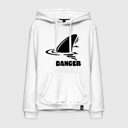 Толстовка-худи хлопковая мужская Danger Shark, цвет: белый