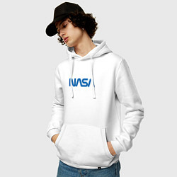 Толстовка-худи хлопковая мужская NASA, цвет: белый — фото 2