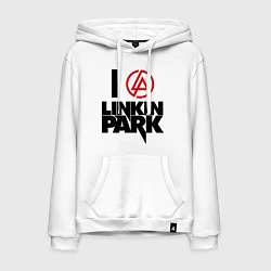 Толстовка-худи хлопковая мужская I love Linkin Park, цвет: белый