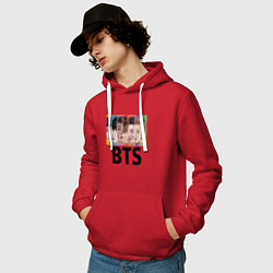 Толстовка-худи хлопковая мужская BTS: Boys Faces, цвет: красный — фото 2