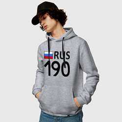 Толстовка-худи хлопковая мужская RUS 190, цвет: меланж — фото 2