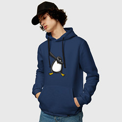 Толстовка-худи хлопковая мужская DAB Pinguin, цвет: тёмно-синий — фото 2