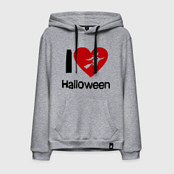 Толстовка-худи хлопковая мужская I love halloween (Я люблю хэллоуин), цвет: меланж