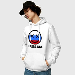 Толстовка-худи хлопковая мужская I russia, цвет: белый — фото 2