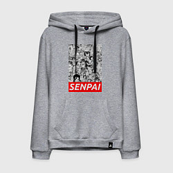 Толстовка-худи хлопковая мужская SENPAI, цвет: меланж