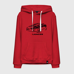Толстовка-худи хлопковая мужская Mitsubishi lancer, цвет: красный