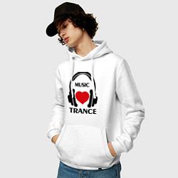 Толстовка-худи хлопковая мужская Trance Music is Love, цвет: белый — фото 2