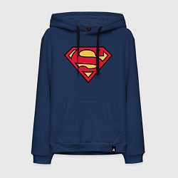 Толстовка-худи хлопковая мужская Superman logo, цвет: тёмно-синий