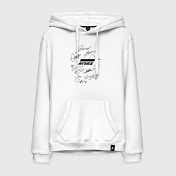 Толстовка-худи хлопковая мужская Ateez автографы, цвет: белый