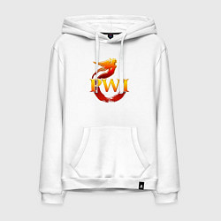 Толстовка-худи хлопковая мужская PWI, цвет: белый