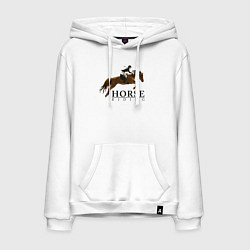 Толстовка-худи хлопковая мужская HORSE RIDING, цвет: белый