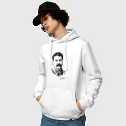 Толстовка-худи хлопковая мужская Товарищ Сталин, цвет: белый — фото 2