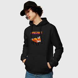 Толстовка-худи хлопковая мужская Minecraft - лиса, цвет: черный — фото 2