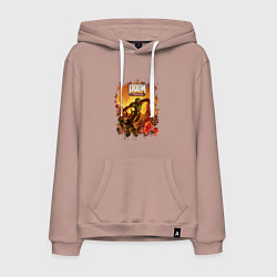 Толстовка-худи хлопковая мужская DOOM, цвет: пыльно-розовый