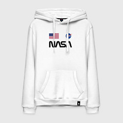 Толстовка-худи хлопковая мужская NASA НАСА цвета белый — фото 1