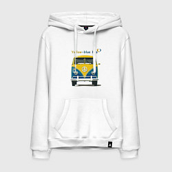 Толстовка-худи хлопковая мужская Я люблю вас Yellow-blue bus, цвет: белый