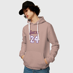 Толстовка-худи хлопковая мужская Lakers 24, цвет: пыльно-розовый — фото 2