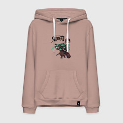 Толстовка-худи хлопковая мужская KIMETSU NO YAIBA, цвет: пыльно-розовый