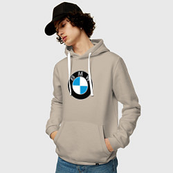 Толстовка-худи хлопковая мужская BMW, цвет: миндальный — фото 2