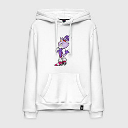 Толстовка-худи хлопковая мужская SONIC Кошка Блейз, цвет: белый