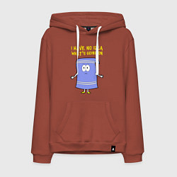 Толстовка-худи хлопковая мужская South Park, Полотенчик, цвет: кирпичный