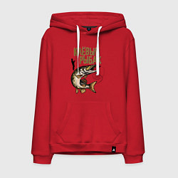 Толстовка-худи хлопковая мужская Клёвый Рыбак, цвет: красный