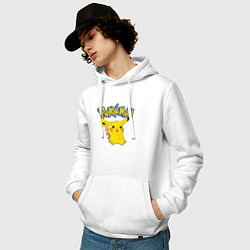 Толстовка-худи хлопковая мужская Pikachu, цвет: белый — фото 2