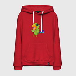 Толстовка-худи хлопковая мужская Мексиканский Попугай, цвет: красный