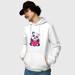 Толстовка-худи хлопковая мужская Панда love, цвет: белый — фото 2