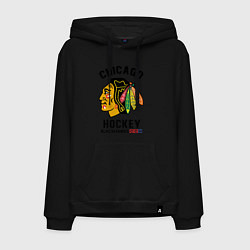 Толстовка-худи хлопковая мужская CHICAGO BLACKHAWKS NHL, цвет: черный