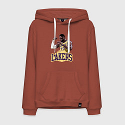 Толстовка-худи хлопковая мужская LeBron - Lakers, цвет: кирпичный