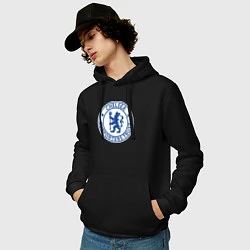 Толстовка-худи хлопковая мужская Chelsea FC, цвет: черный — фото 2
