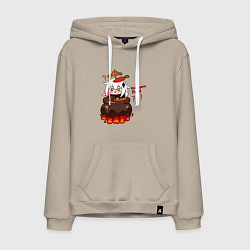 Толстовка-худи хлопковая мужская Genshin Impact Paimon food, цвет: миндальный