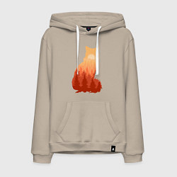 Толстовка-худи хлопковая мужская Лиса, цвет: миндальный