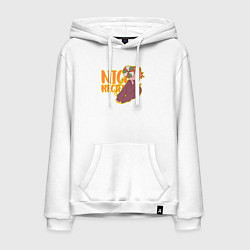Толстовка-худи хлопковая мужская Nice recieve, цвет: белый