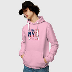 Толстовка-худи хлопковая мужская Нью-Йорк Сити, цвет: светло-розовый — фото 2