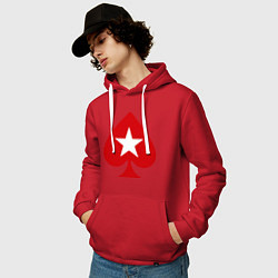 Толстовка-худи хлопковая мужская Покер Пики Poker Stars, цвет: красный — фото 2