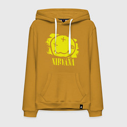 Толстовка-худи хлопковая мужская Nirvana Smile, цвет: горчичный