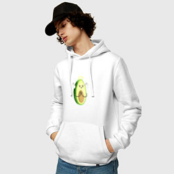 Толстовка-худи хлопковая мужская Авокадо, цвет: белый — фото 2