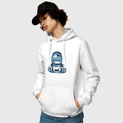Толстовка-худи хлопковая мужская Астронавт Аквариум, цвет: белый — фото 2