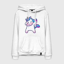 Толстовка-худи хлопковая мужская Cute unicorn, цвет: белый