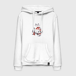 Толстовка-худи хлопковая мужская Кошки, цвет: белый