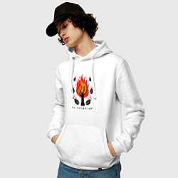 Толстовка-худи хлопковая мужская Не разжигай огонь в лесу, цвет: белый — фото 2