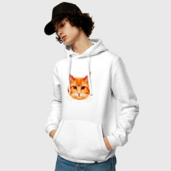 Толстовка-худи хлопковая мужская Пиксельный котя, цвет: белый — фото 2