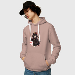 Толстовка-худи хлопковая мужская Ху Тао, цвет: пыльно-розовый — фото 2