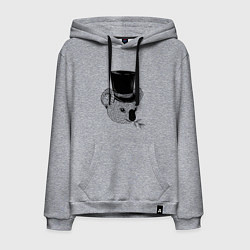 Толстовка-худи хлопковая мужская Коала Джентльмен в Цилиндре, цвет: меланж