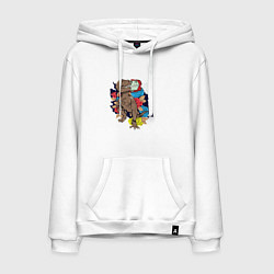 Толстовка-худи хлопковая мужская Тиронозавр, цвет: белый