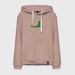 Толстовка-худи хлопковая мужская Лягушка приуныла, цвет: пыльно-розовый