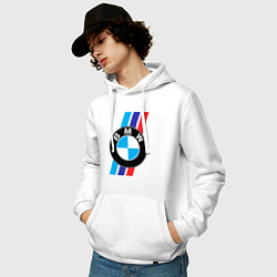 Толстовка-худи хлопковая мужская BMW БМВ M PERFORMANCE, цвет: белый — фото 2
